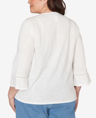 Plus Size Austin Embroidered Butterfly Crew Neck Knit Top
