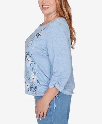 Plus Size Austin Floral Diamond Embroidered Knit Top