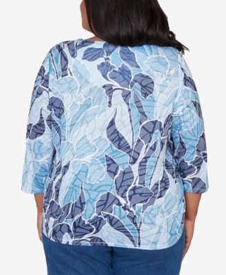 Plus Size Austin Monotone Patch Print Knotted Detail Top