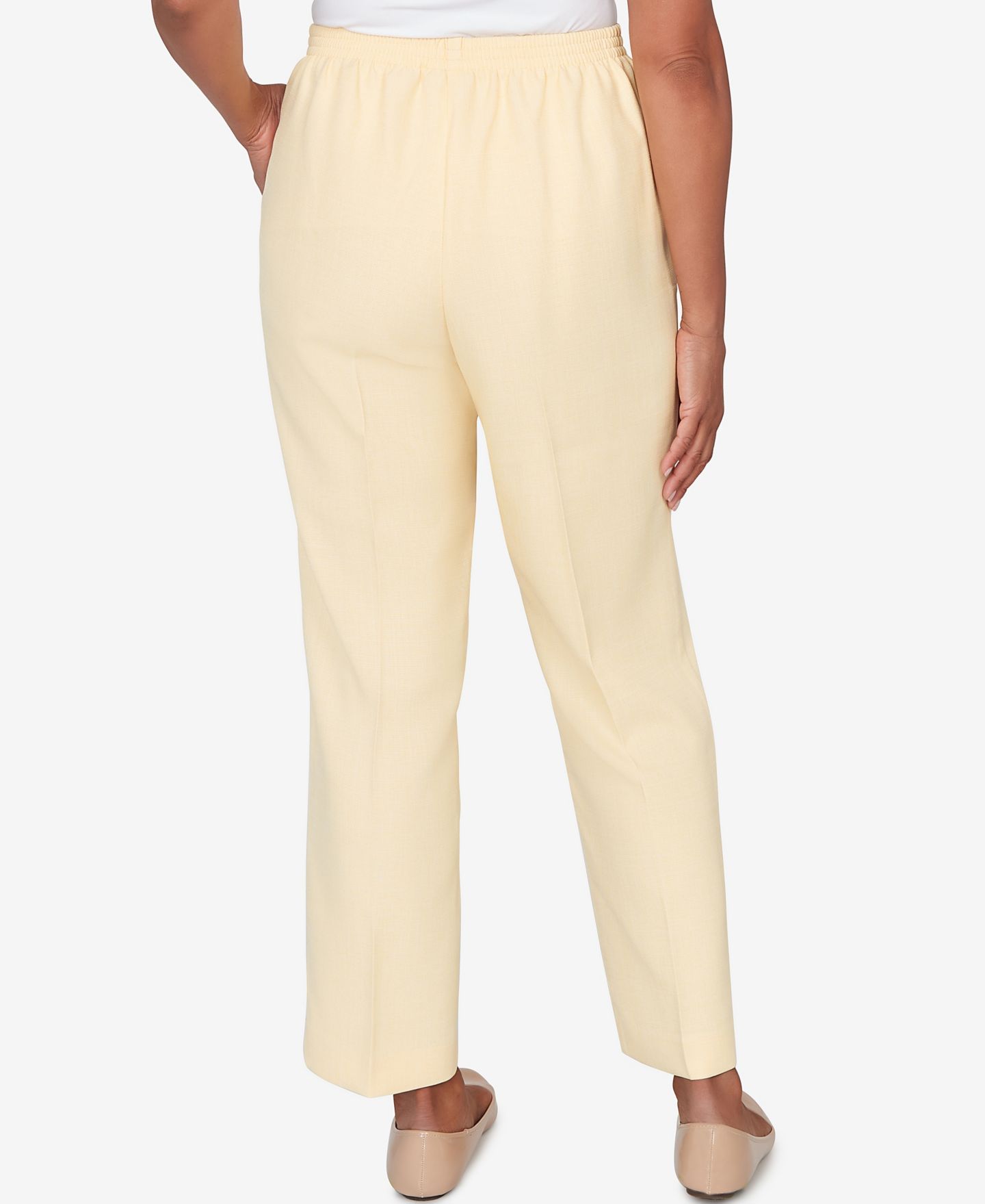 Женские брюки Alfred Dunner Plus Size Al Fresco Tailored Flat Front Short Length, цвет: Daffodil — фото 4