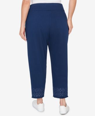 Plus Size Mykonos Geometric Embroidered Super Stretch Denim Ankle Pants