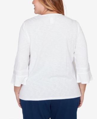 Plus Size Mykonos White Medallion Embroidered Top