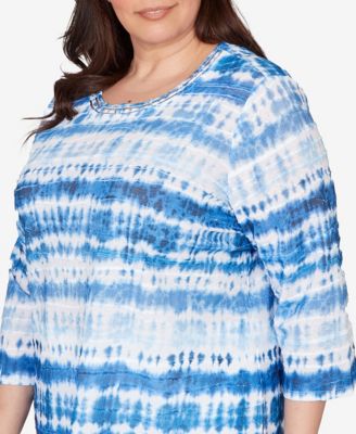 Plus Size The Royal Treatment Tie Dye Biadere Knotted Crew Neck Top