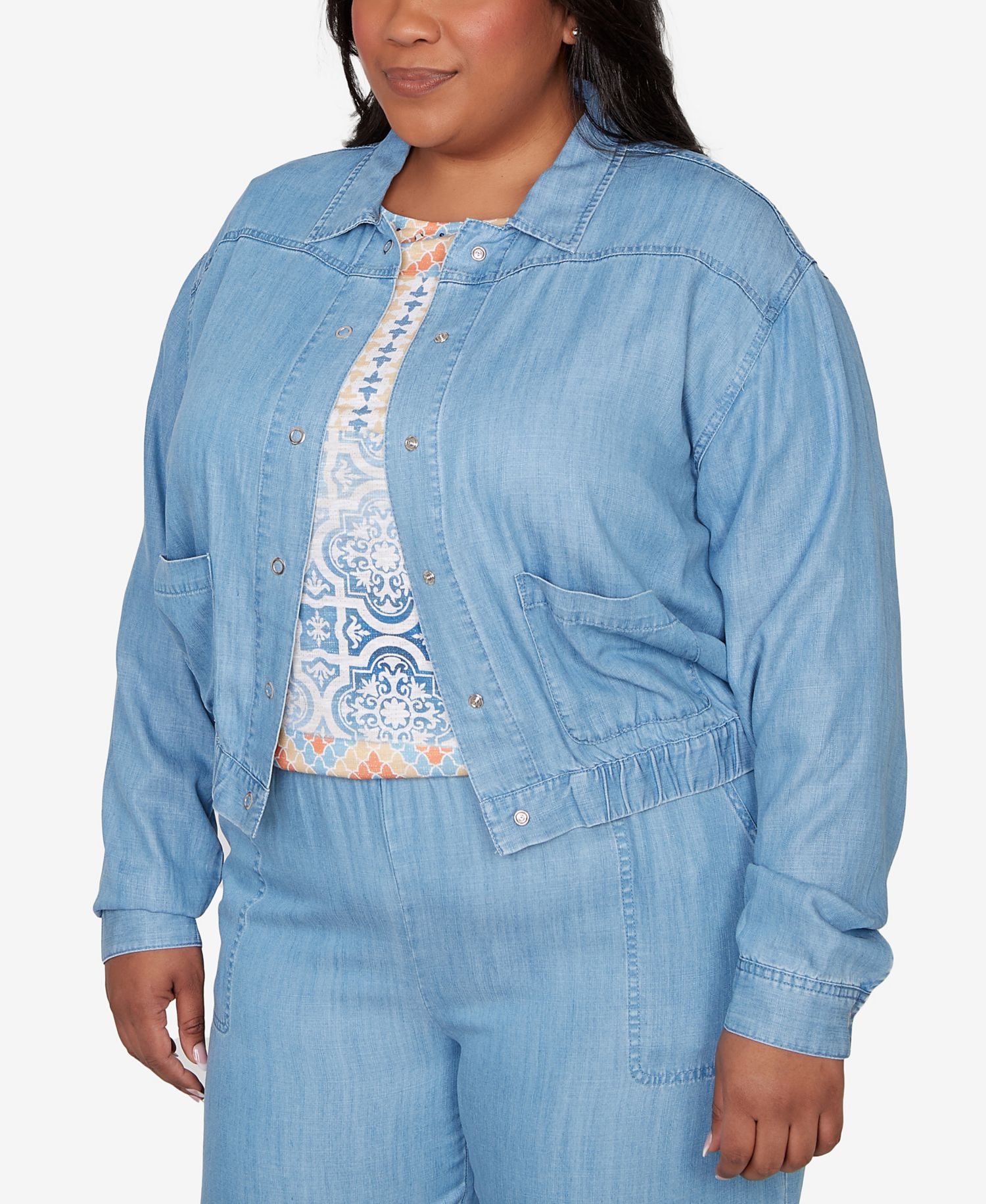 Plus Size Beachcomber Casual Elastic Lyocell Shirt Jacket