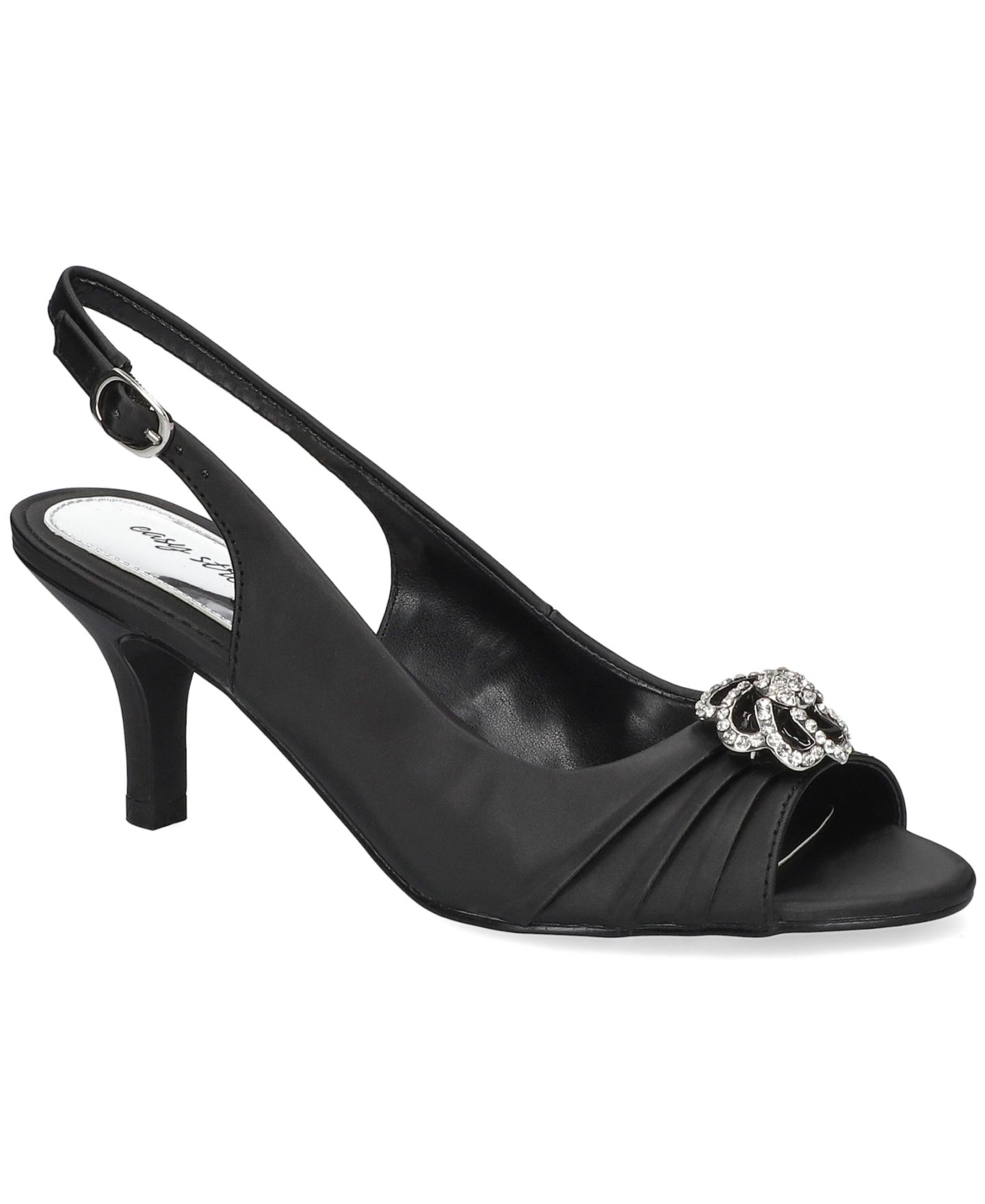 Женские сандалии Easy Street Poise Slingback Dress Sandals, цвет: Чёрный атласный — фото 1
