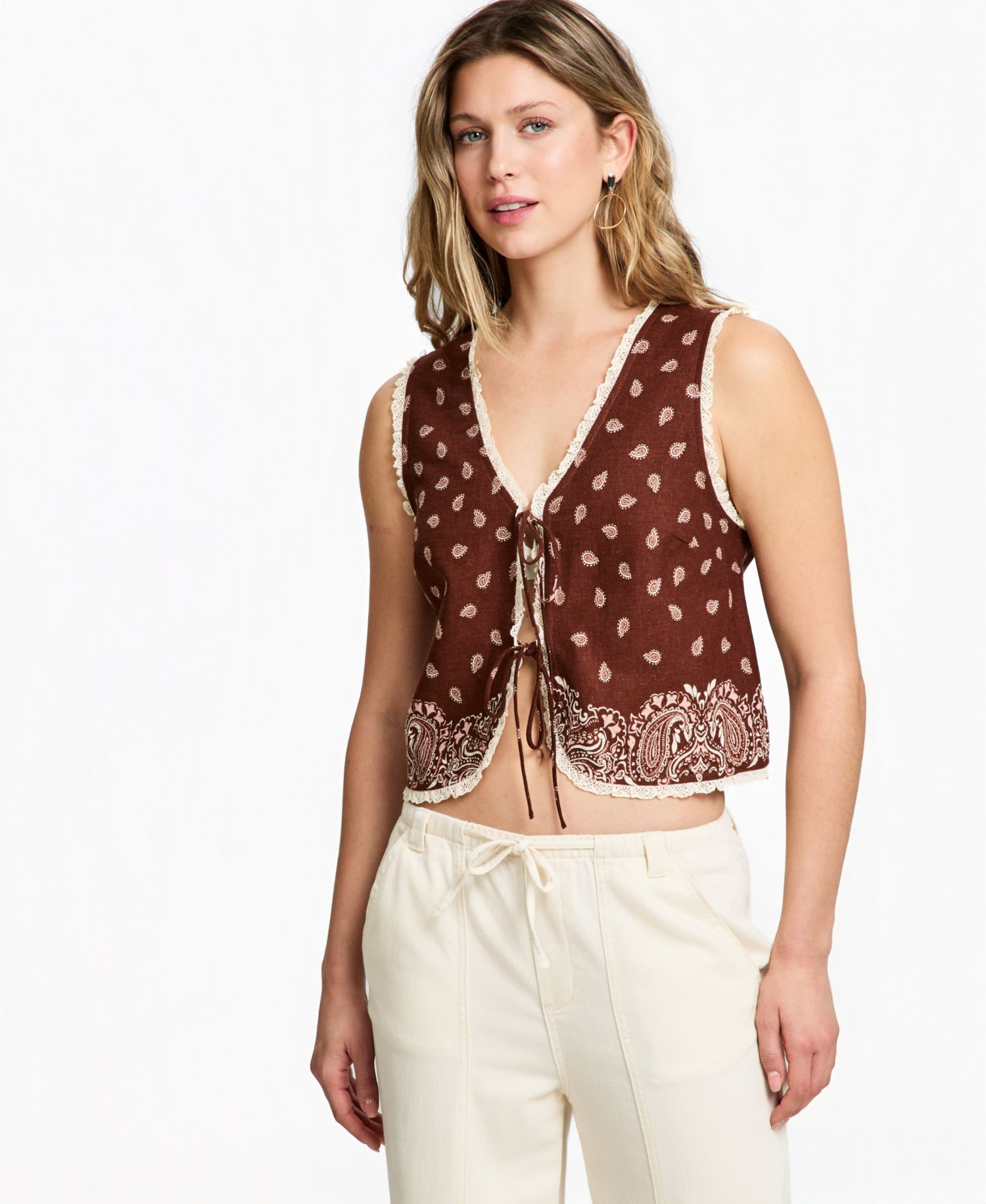 Women's Bandana Tie-Front Vest