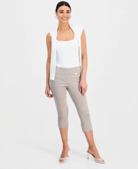 Petite Tummy-Control Pull-On Capri Pants - Summer Straw