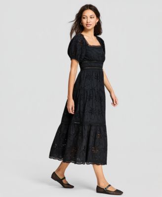 Women's Eyelet Cotton Maxi Dress