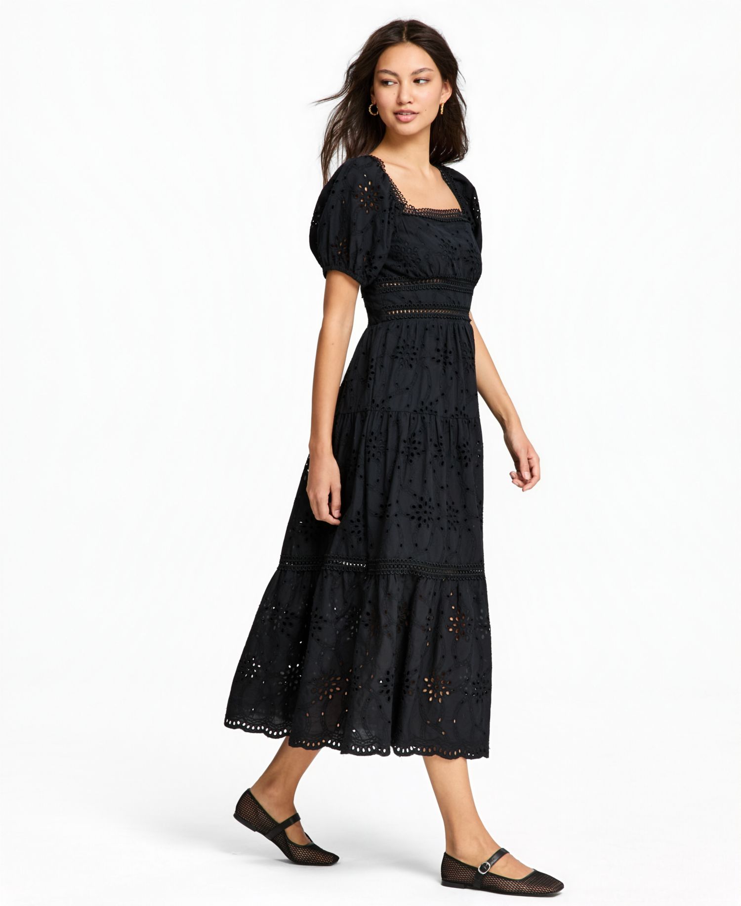 Women's Eyelet Cotton Maxi Dress