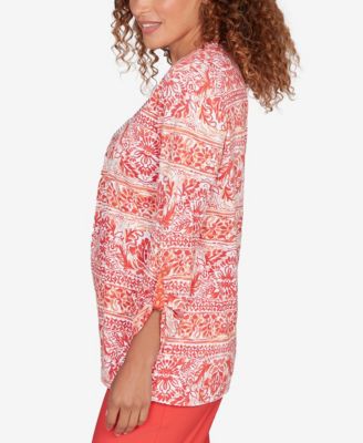 Petite Woodblock Twin Printed Knit Top