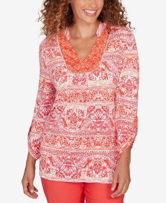Petite Woodblock Twin Printed Knit Top