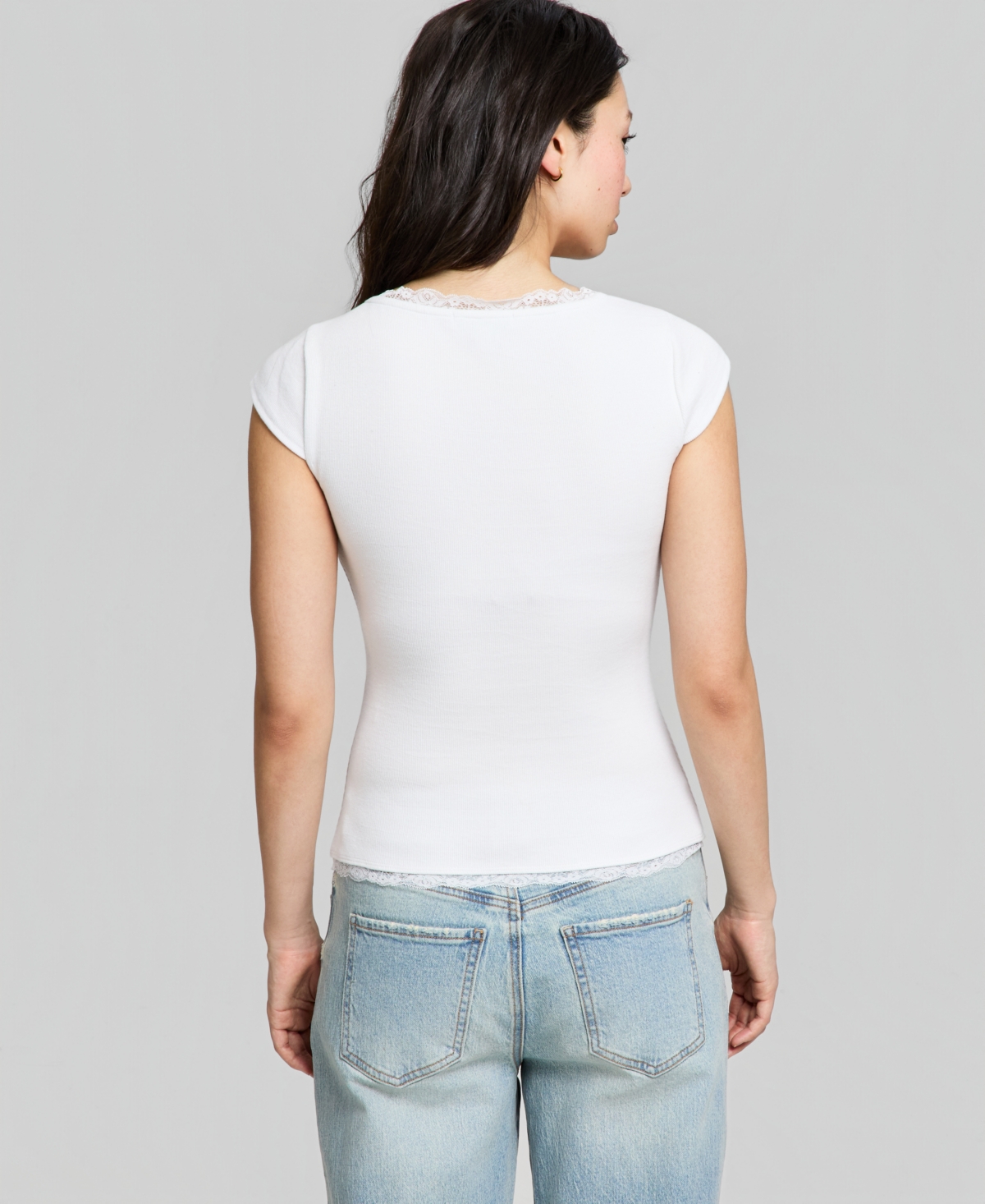 And Now This Women's Crocheted-Trim Short-Sleeve T-Shirt, Macy's Exclusive