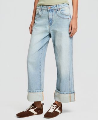 Women's Seamed Cuff Wide-Leg Jeans