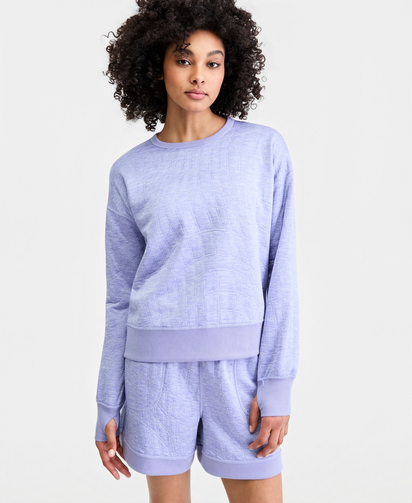 Женская толстовка ID Ideology Quilted Reversible Crewneck, цвет: Фиолетовый пыльный — фото 3