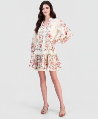 Women's Cotton Placed-Print Mini Dress