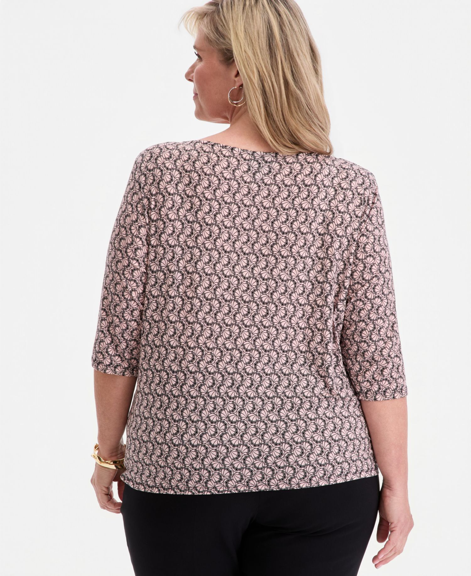Plus Size Circular Pattern Twisted-Hem Top