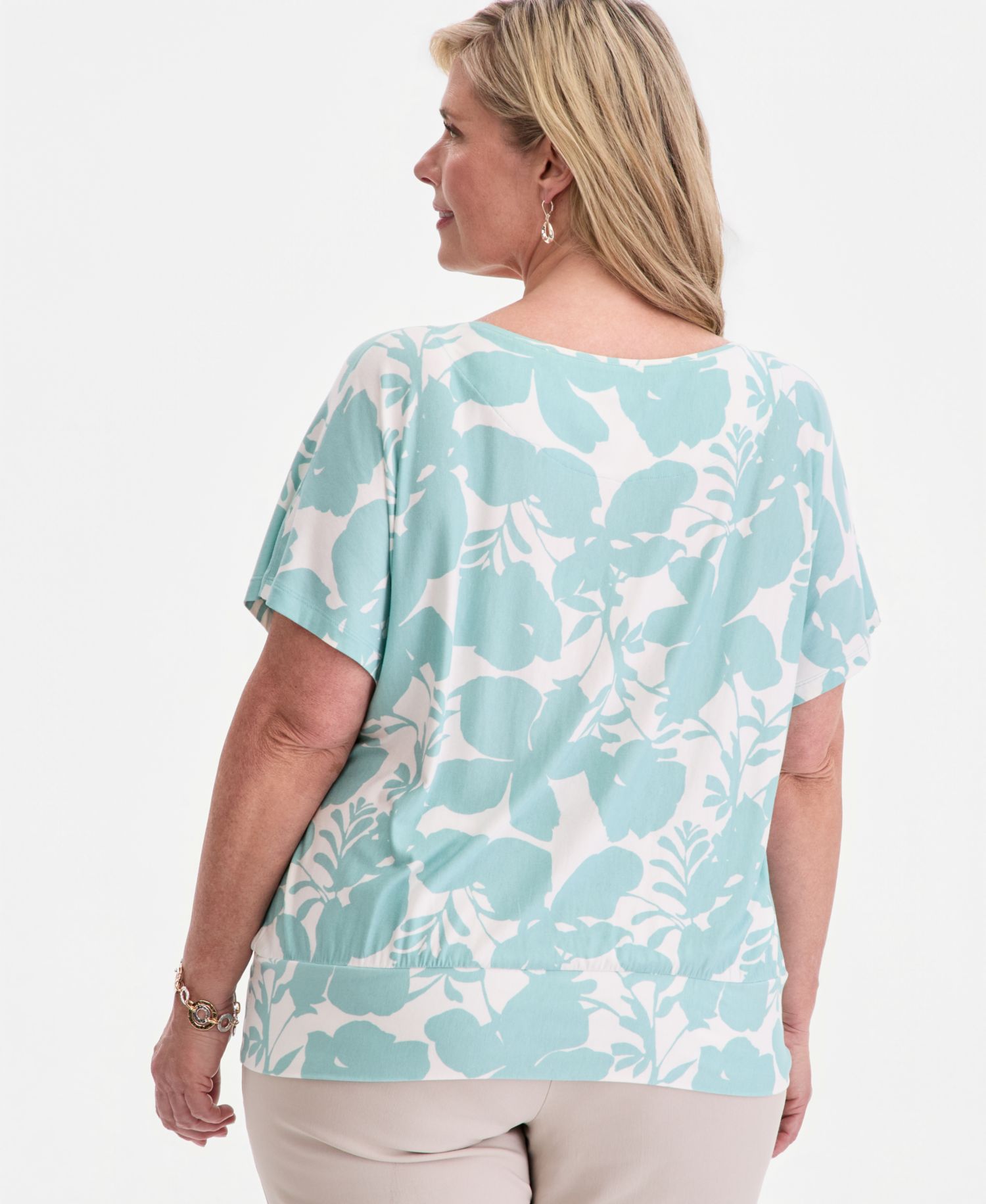 Plus Size Orchid Garden Banded-Bottom T-Shirt