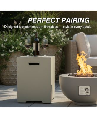 16 Inch Propane Tank Cover 20 LB Outdoor Storage Hideaway Table Concrete Tank Holder Cement Grey Light Grey