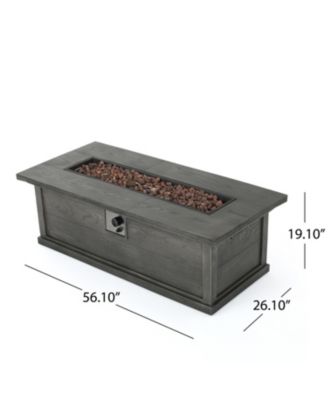 56 Inch Outdoor 50000 BTU Rectangular MgO Concrete Propane Fire Pit Grey Wood Pattern for Patio Backyard