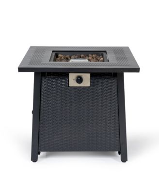 28 Inch Iron Square Propane Fire Pit Table 50000 BTU Adjustable Flame Multi Purpose Outdoor Patio Table