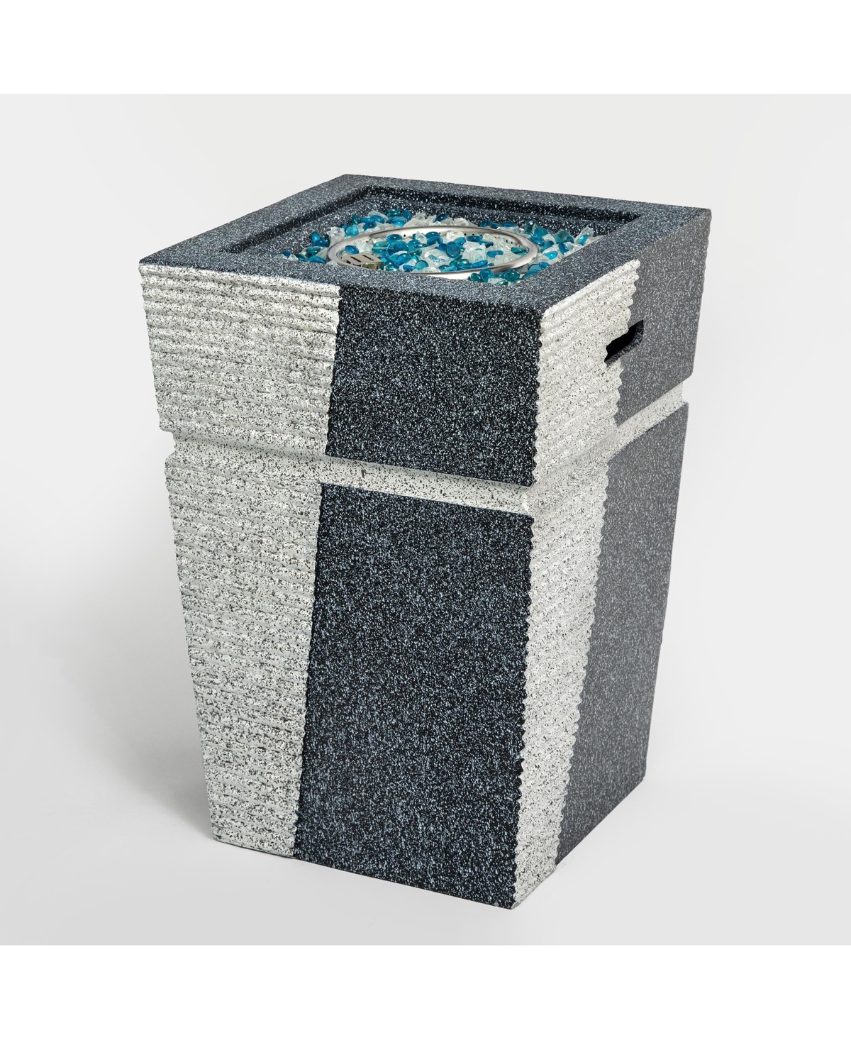 Flynama 20 Inch 40000 Btu Square Propane Gas Fire Pit Table Light Grey Blue Concrete for Patio Deck Garden Backyard