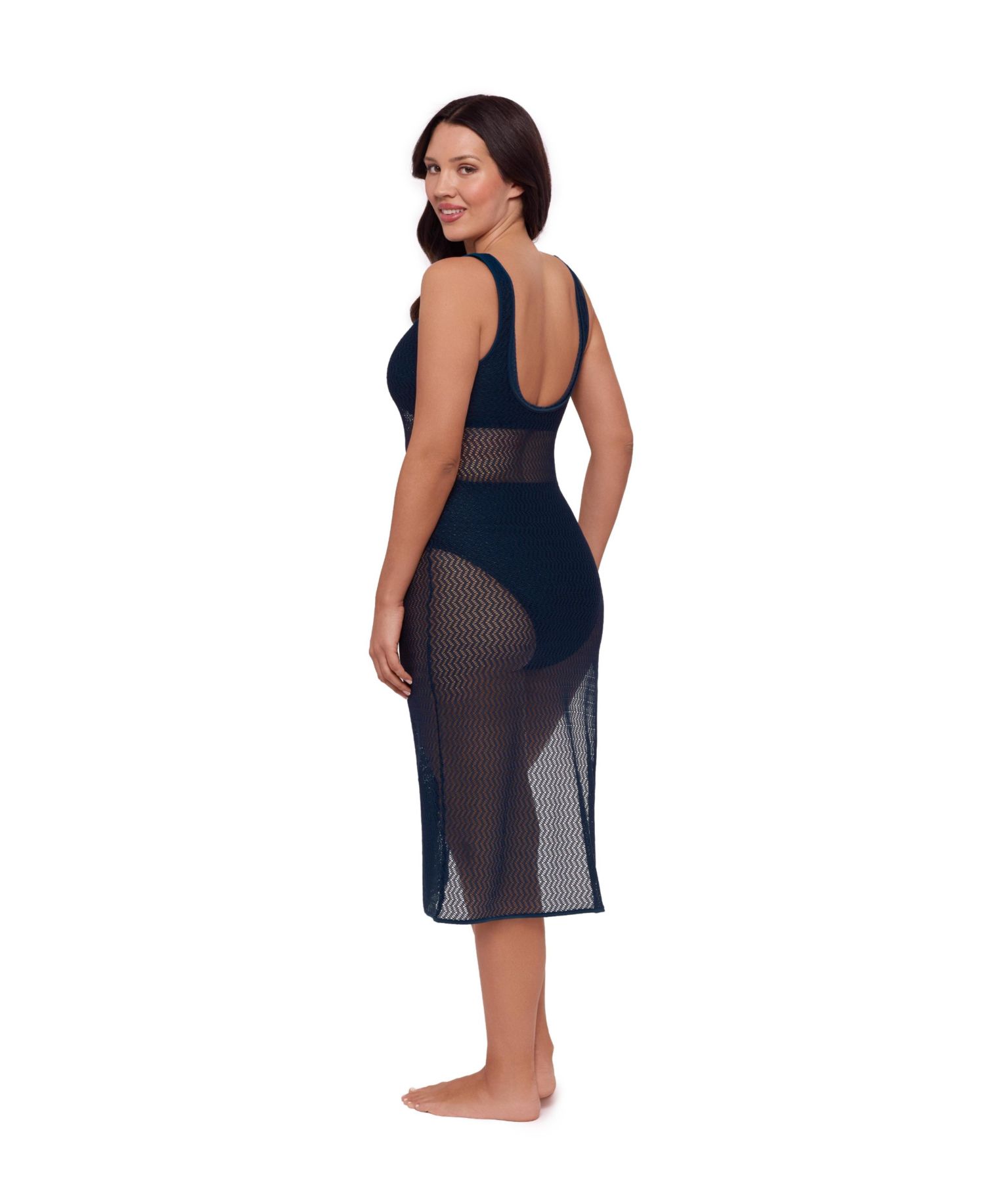 Women's S3 Front Slit Crochet Swimsuit Coverup Dress