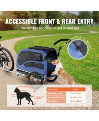 Dog Bike Trailer 2-in-1 Pet Stroller Carrier 100 LB Capacity
