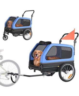 Dog Bike Trailer 2-in-1 Pet Carrier 88 LB Capacity with Leash Attachment