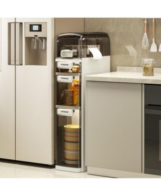 4 Tier 30.7" h Bathroom Storage Cabinet, Slim Floor Cabinet for Living Room Bedroom