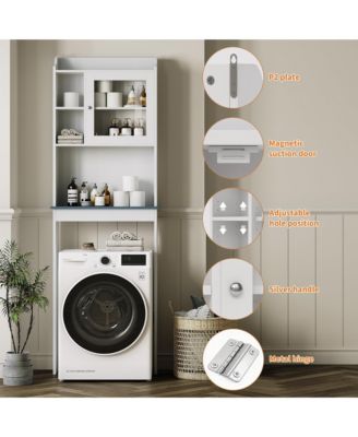 68.5" h Bathroom Organizer Space Saver Over Toilet, Wood Rack for Bathroom, Restroom