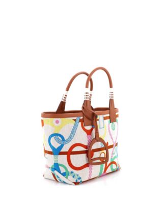 25 Sac Steeple Tote Printed Toile with Leather