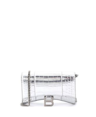 Hourglass Chain Wallet Embossed Leather