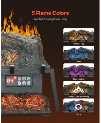Electric Fireplace Log 23" Insert Heater with Remote Flames Timer