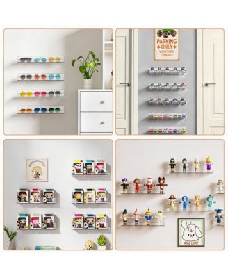 4 Pack Acrylic Wall Shelves - Space Saving, Durable, Easy Install