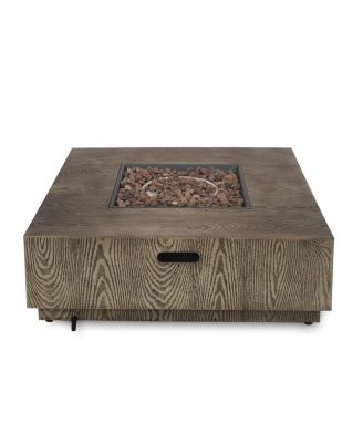 Wellington Square Iron Fire Pit with Wood Pattern 50000 BTU Tank Outside