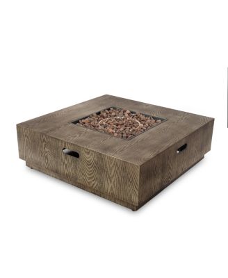 Wellington Square Iron Fire Pit with Wood Pattern 50000 BTU Tank Outside