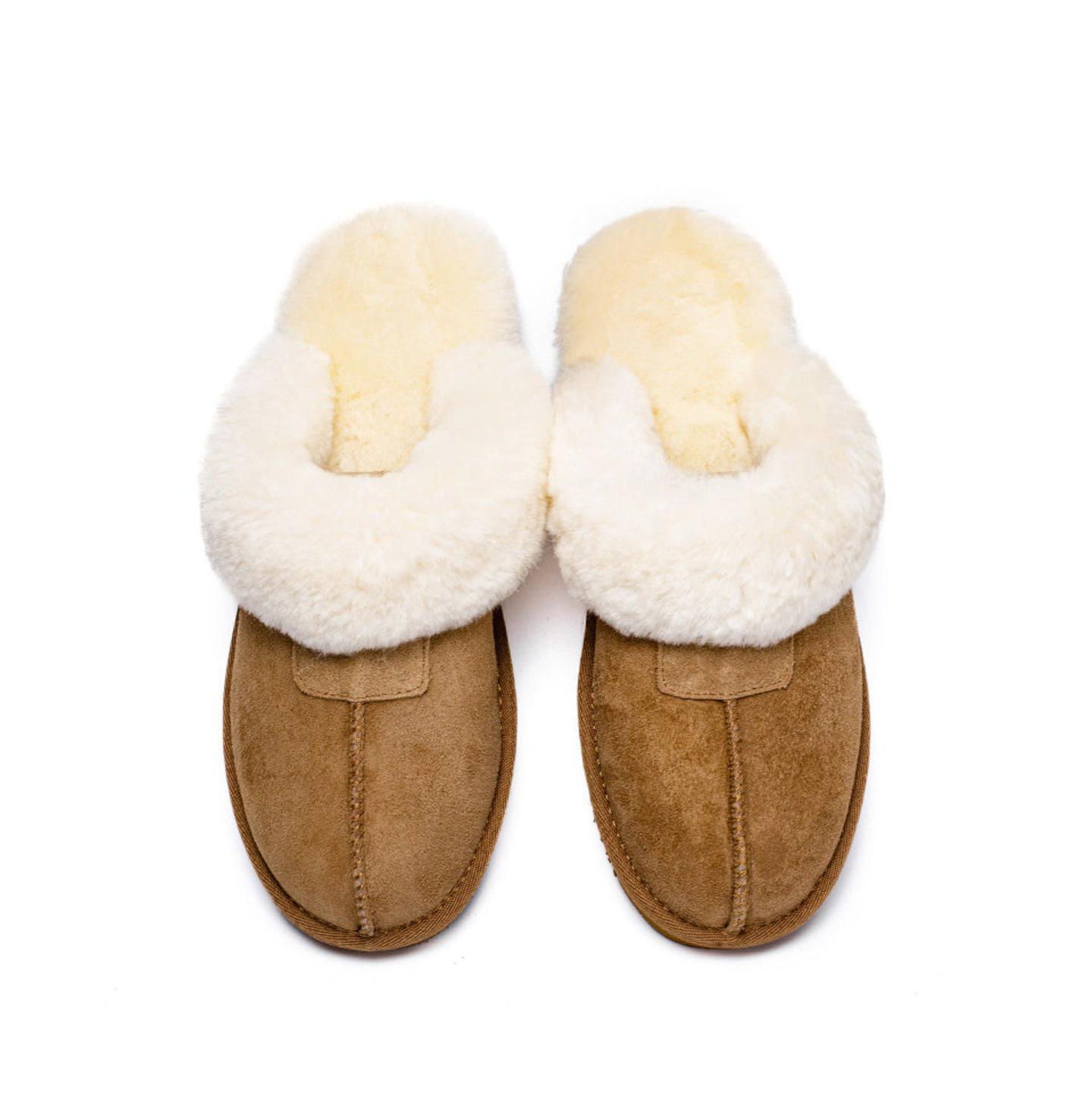 Женские сабо PAZSTOR Shearling and Suede Clog Slippers Spring, цвет: Каштановый — фото 3