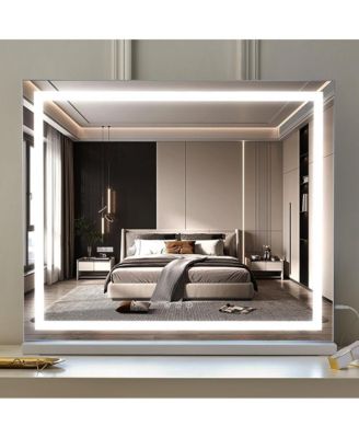 Tabletop Mirror, Makeup Mirror, 3 Color Tones, LED, Non-Slip, 360-Degree Rotation