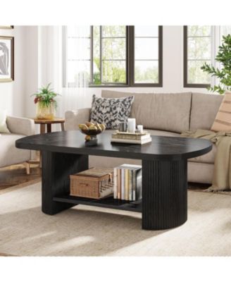 Oval Coffee Table, 45.27" Mid-Century Accent Table