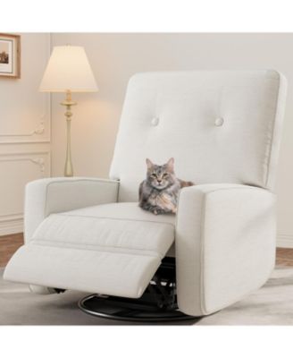 Recliner Chair, 360° Swivel Rocking Glider Chair for Adults with Adjustable Backrest & Footrest, Cozy Upholstered Armchair for Living Rooms