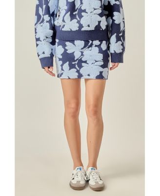 Women's Fuzzy Flower Mini Skirt