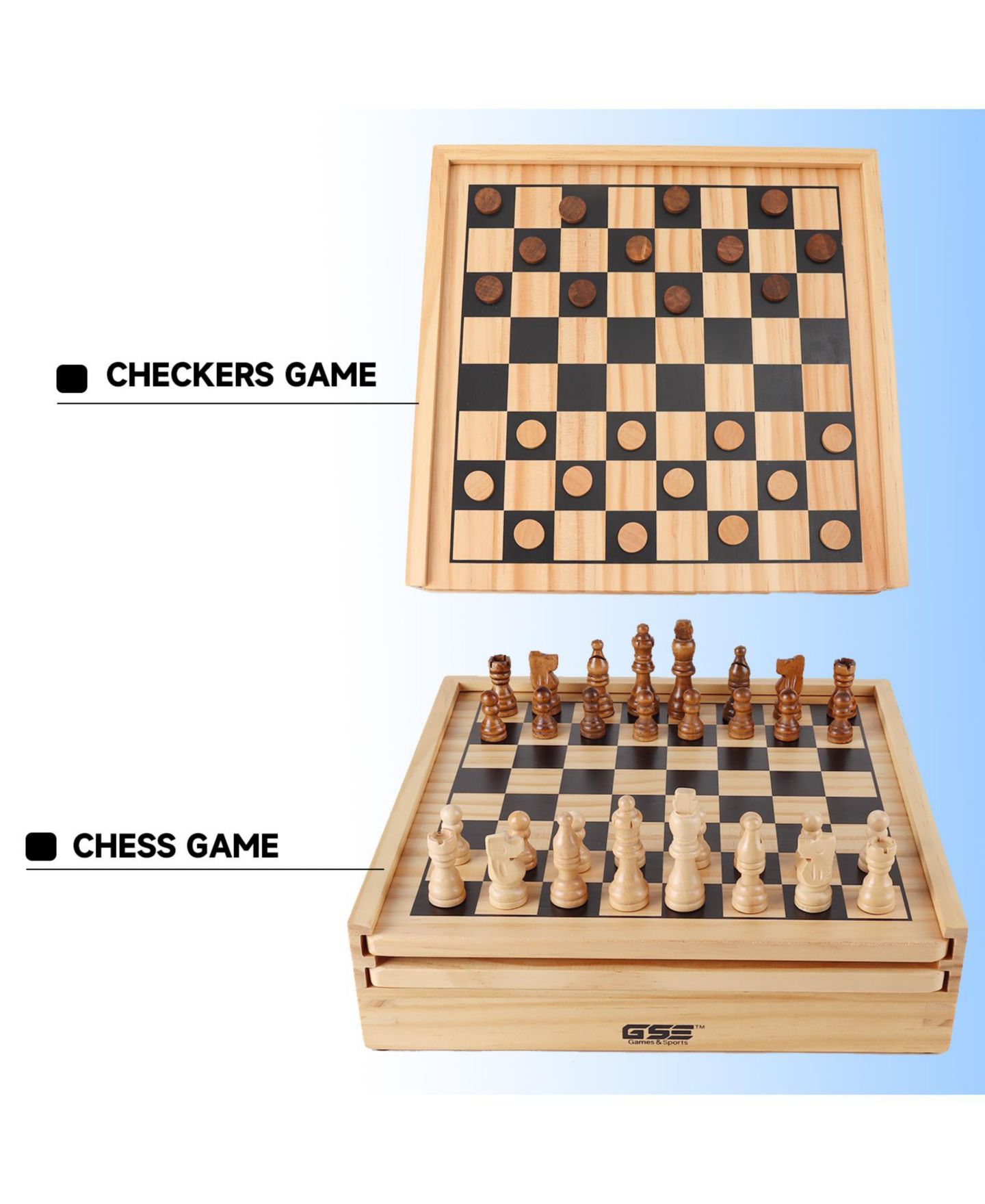 Детская настольная игра GSE Games & Sports Expert 9-in-1 Wooden Board Game, Ages 6+ — фото 3