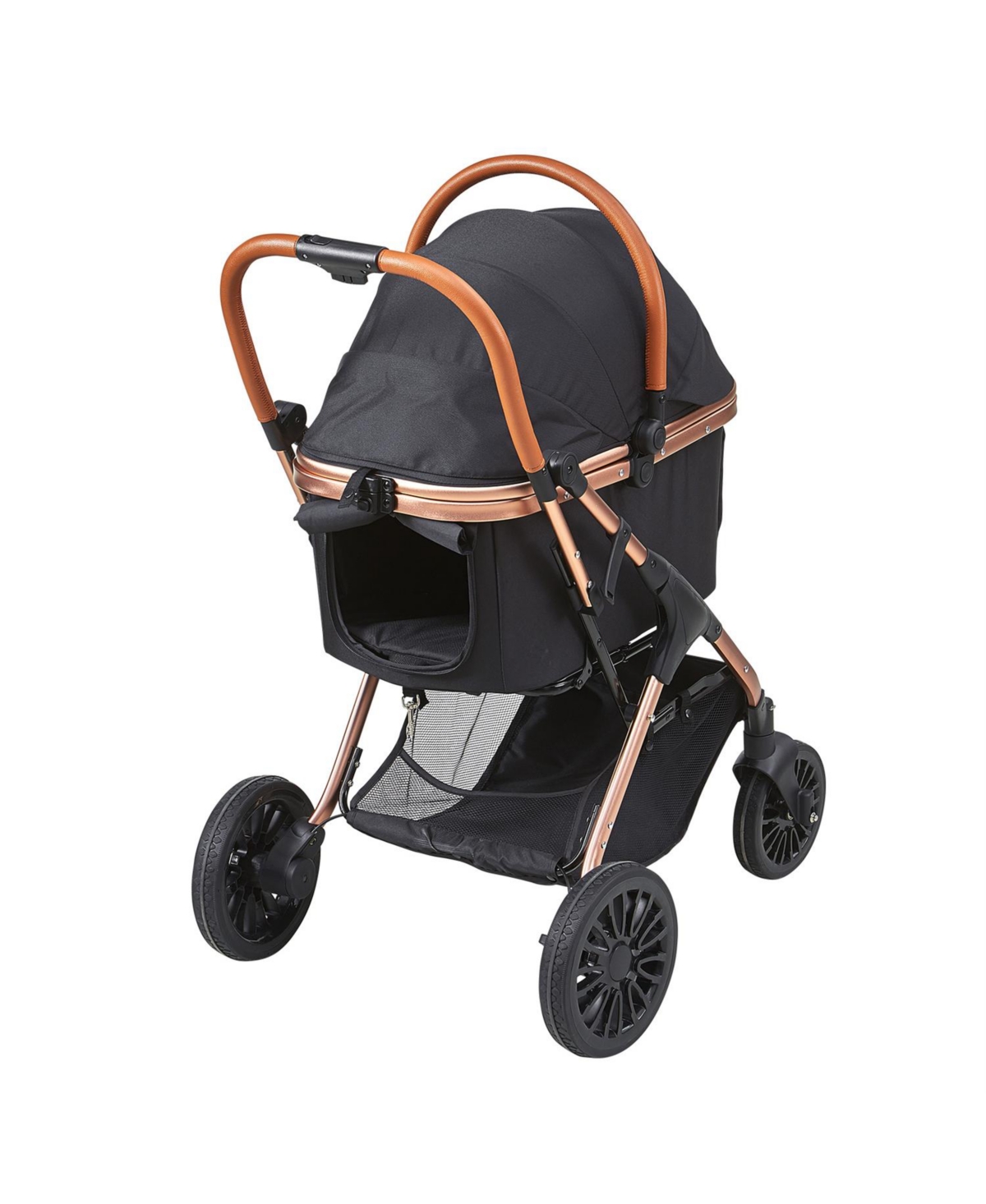 Aostirmotor 4-Wheel Dog Stroller with Brakes & Carrier, Holds 66lbs, for Small/Medium Dogs