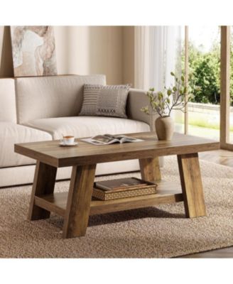 2-Tier Coffee Table with Storage Shelves, 47.24"