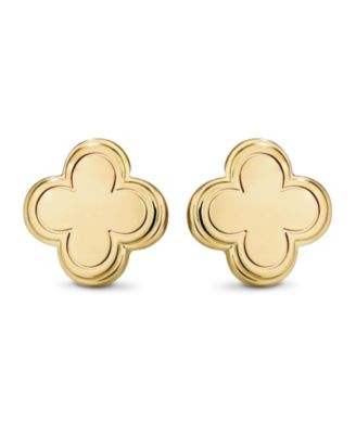 Contour-lined Clover Stud Earrings in Gold Plated Sterling Silver
