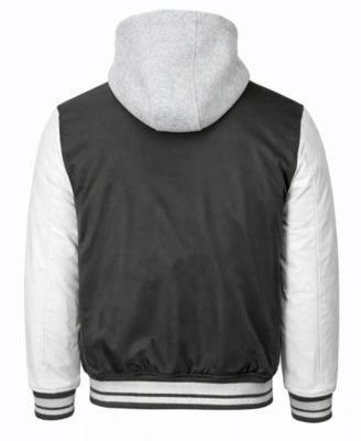 Men's Ribbed Collar Hooded Varsity Jacket