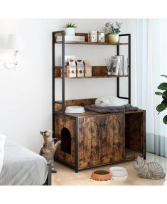 Litter Box Enclosure with 2 Storage Shelves