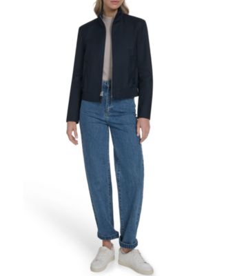 Women's Pinstripe Rain Bomber Jacket