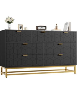 7 Drawer Dresser for Bedroom, 53.5” Large Dresser with Metal Legs, Modern Chest Organizer with Wide Storage, Chest of Drawers for Bedroom