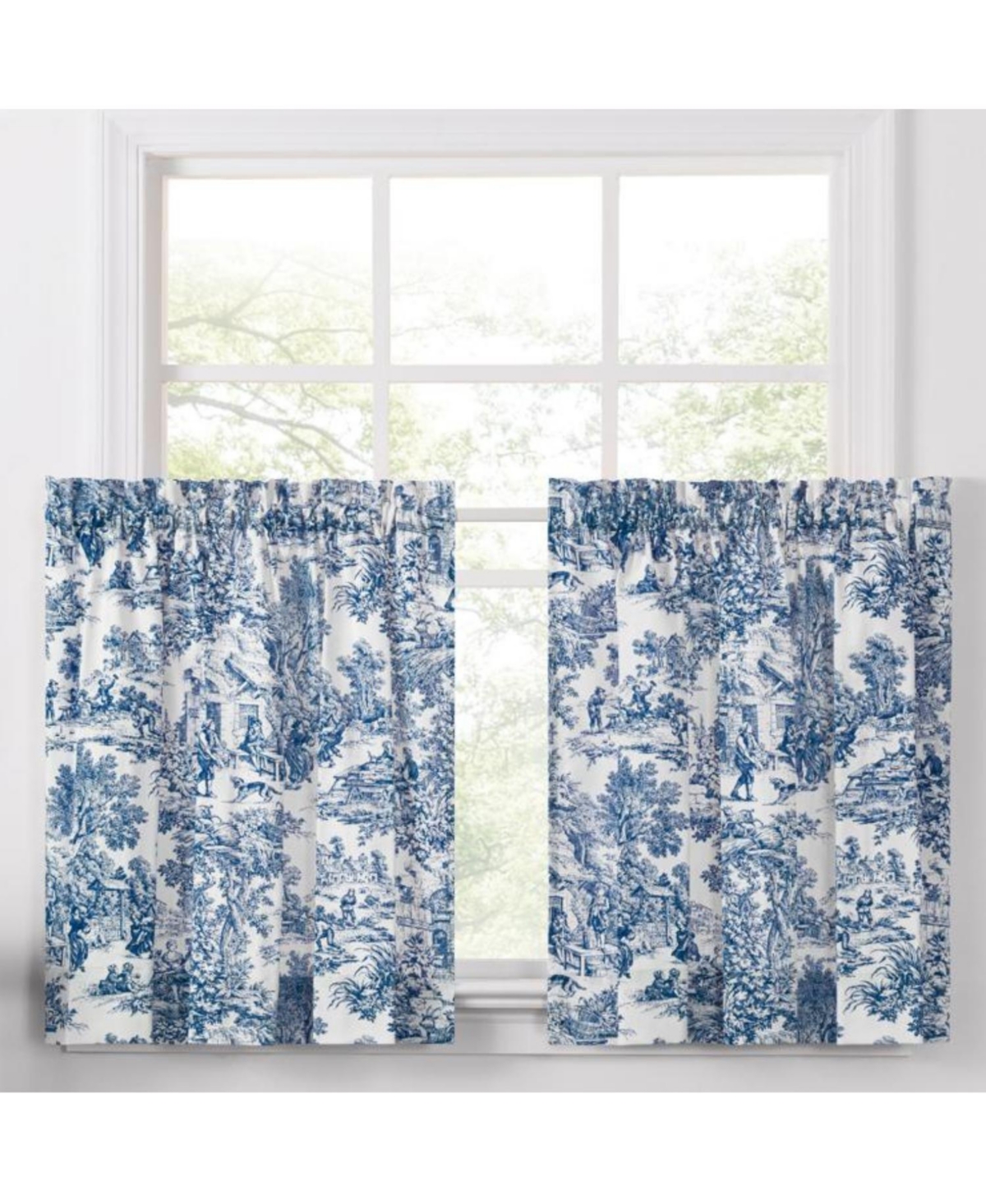 Ellis Curtain 2- Victoria Park Toile Room Darkening Window Rod Pocket Pair Set With 2 Tiers
